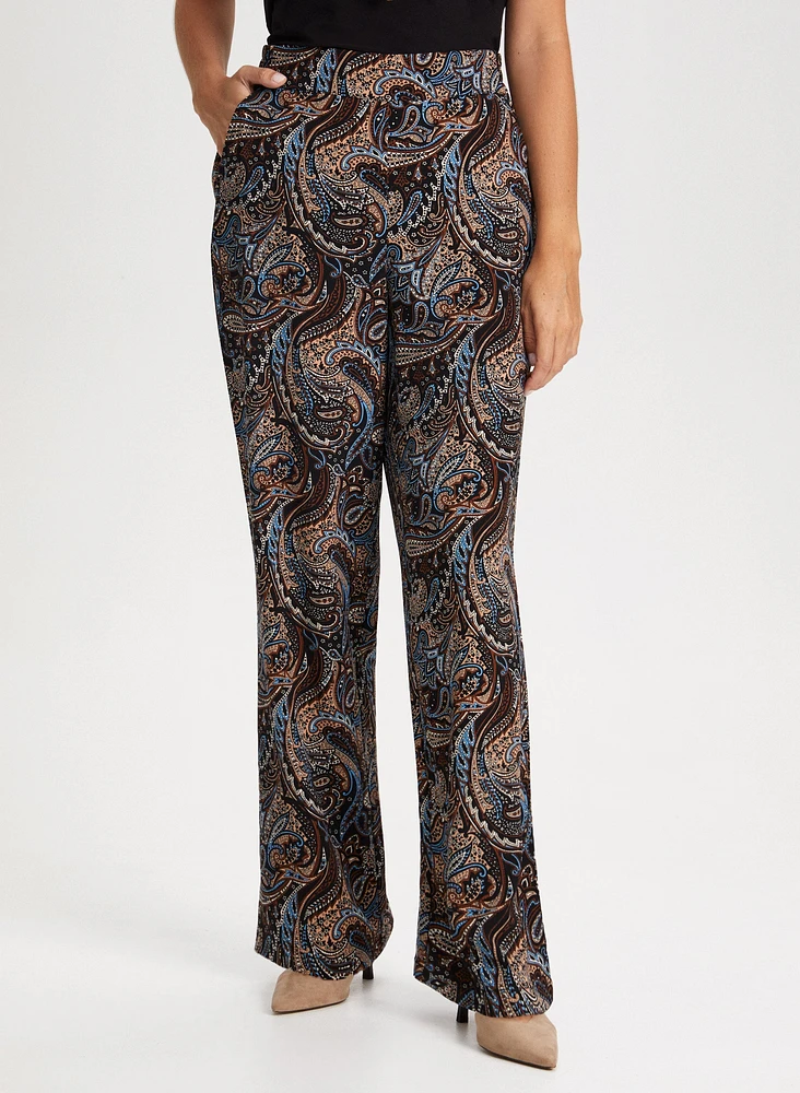 Pull-On Paisley Print Pants