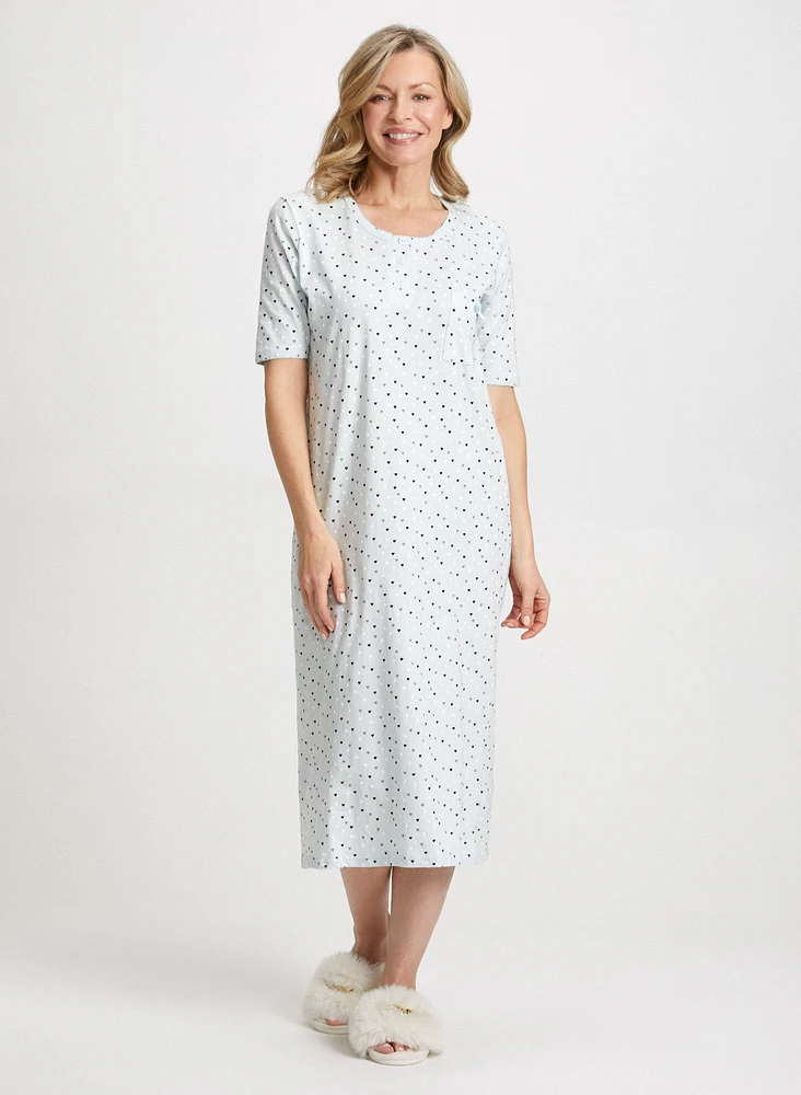 Heart Print Nightgown