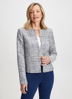 Collarless Bouclé Jacket