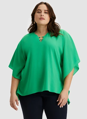 Cascading Sleeve Poncho Blouse