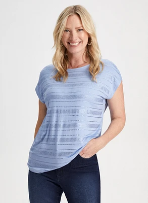 Cap Sleeve Stripe Detail Tee