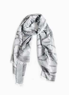 Swirl Motif Metallic Shawl