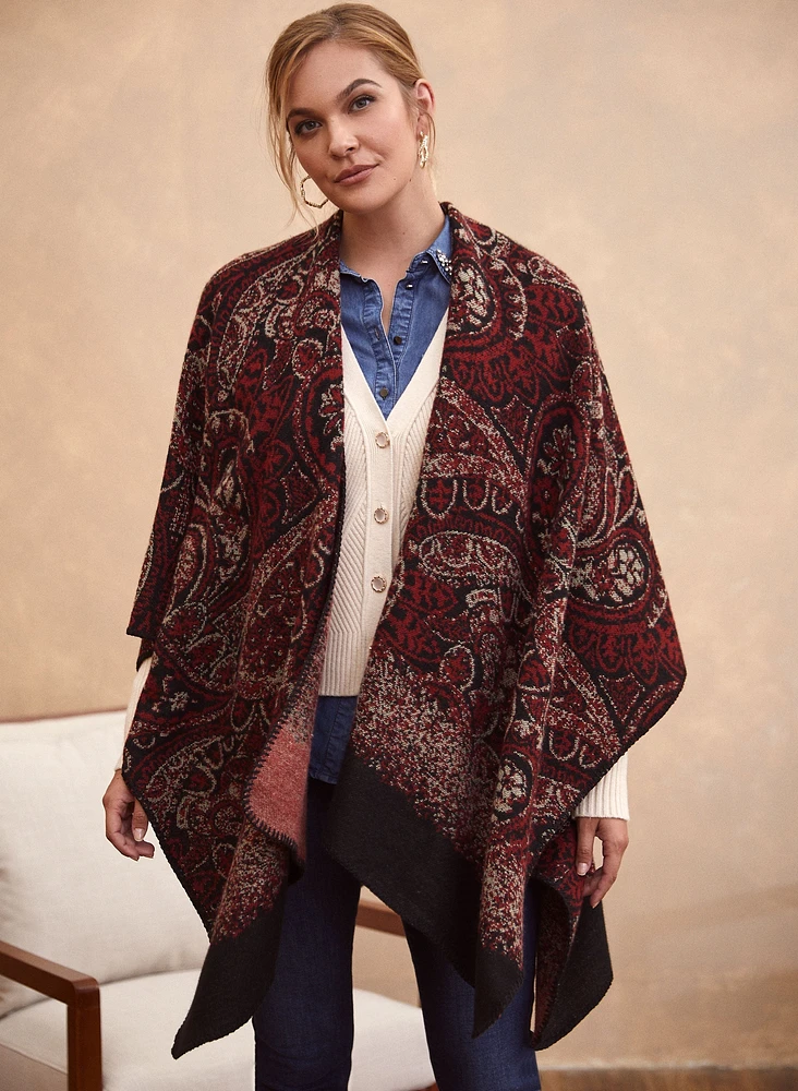 Paisley Motif Poncho