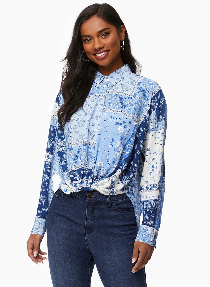 Paisley Print High-Low Blouse