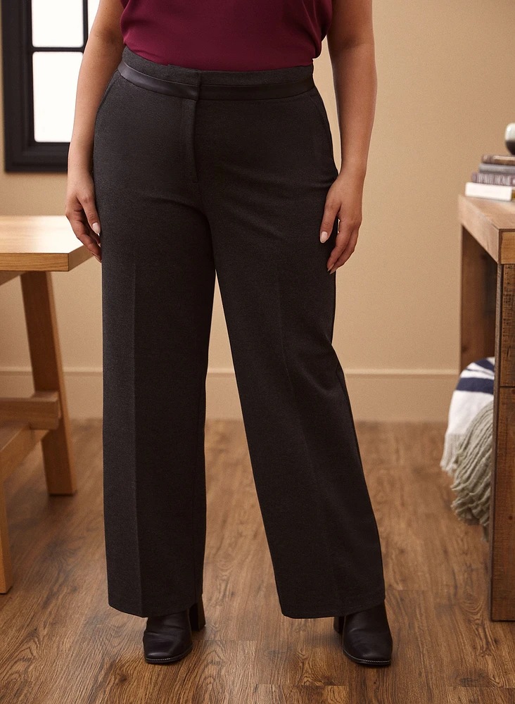 Waistband Detail Wide Leg Pants