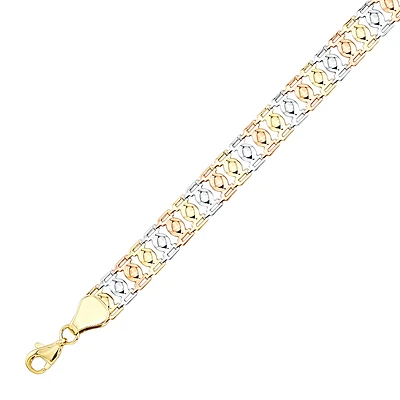 3 TONES 10K GOLD BRACELET - 7.25''