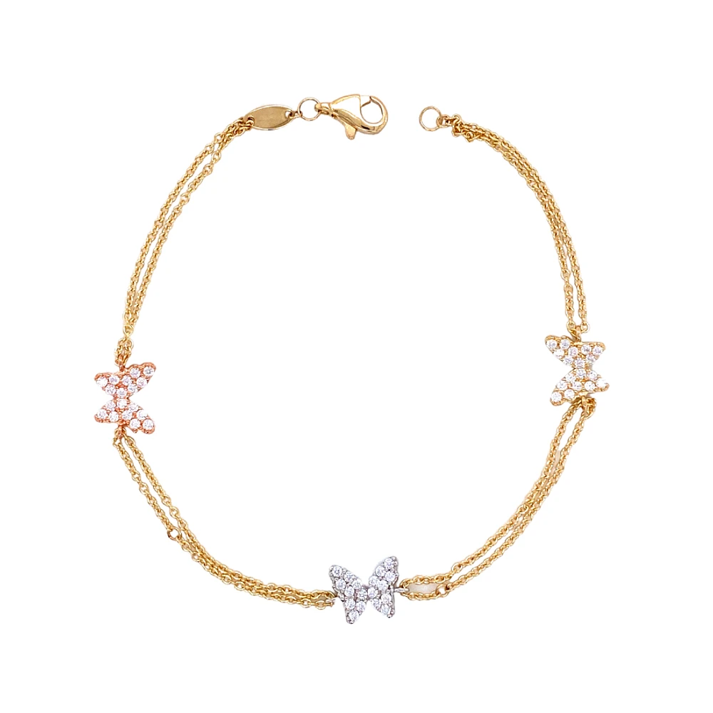 3-TONE 10K GOLD BRACELET - 7.25''