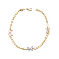 3-TONE 10K GOLD BRACELET - 7.25''