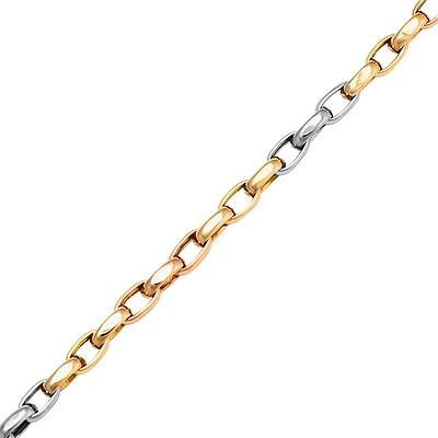 10k 3 tone gold bracelet - 7.25''