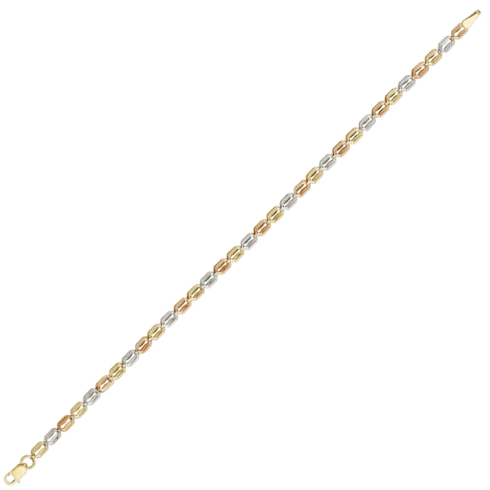 10K 3 TONE BRACELET - 7.25''