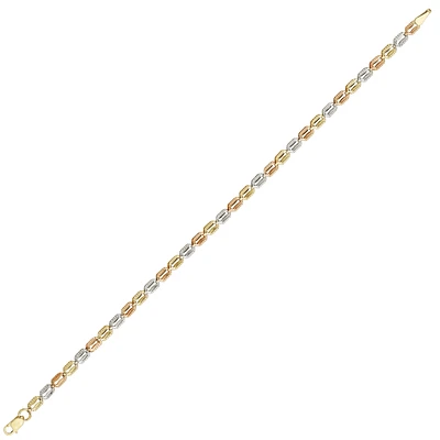 10K 3 TONE BRACELET - 7.25''