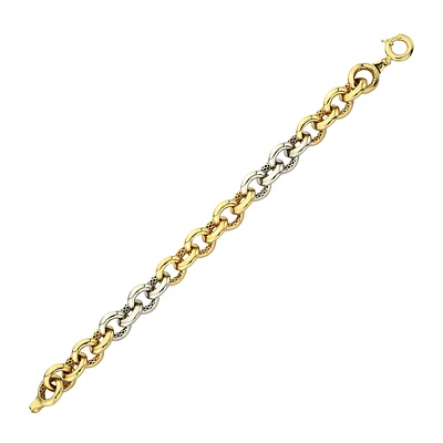 14K 2-TONE GOLD BRACELET - 7.50''