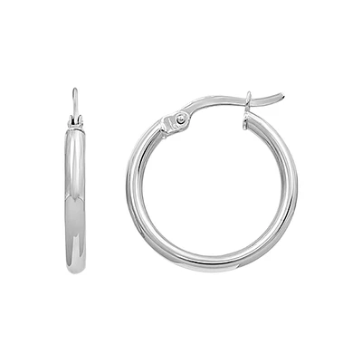 10K WHITE GOLD EARRINGS- 15MM