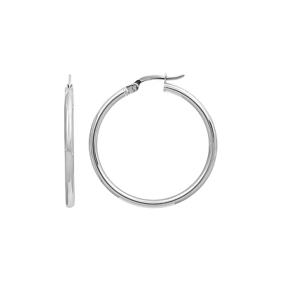 10K WHITE GOLD EARRINGS- 25MM
