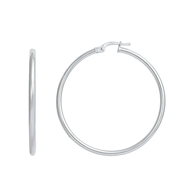 10K WHITE GOLD EARRINGS- 35MM