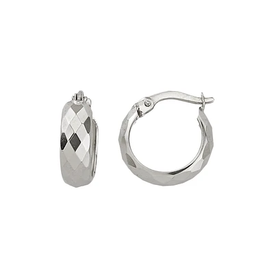 10K WHITE GOLD HOOPS - 14MM