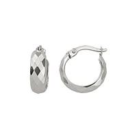 10K WHITE GOLD HOOPS - 14MM