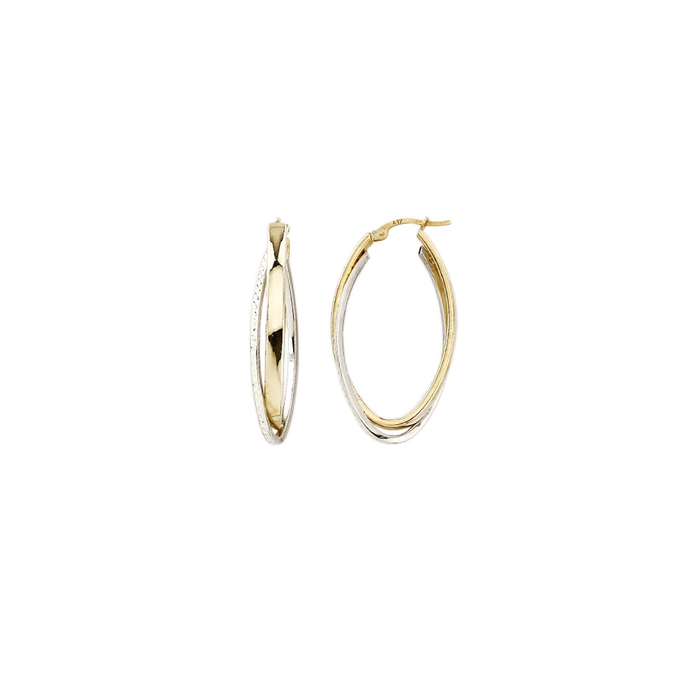 10K YELLOW GOLD EARRINGS- RHODIUM
