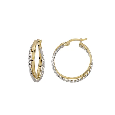 10K YELLOW GOLD AND RHODIUM EARRING