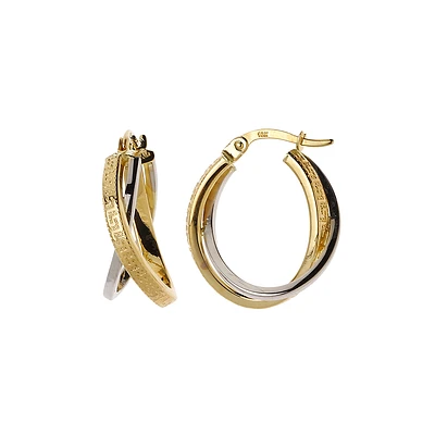 10K YELLOW GOLD AND RHODIUM EARRING