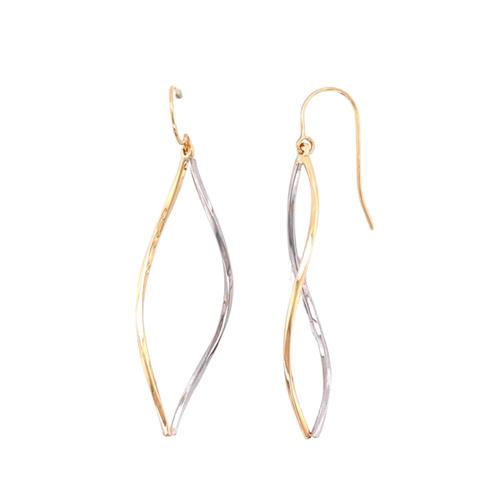 BOUCLES D'OREILLES OR DEUX TONS 10K