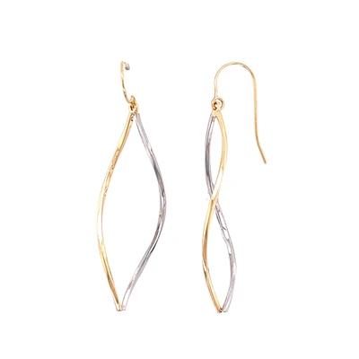BOUCLES D'OREILLES OR DEUX TONS 10K