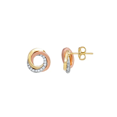 10K 3 TONE GOLD EARRINGS