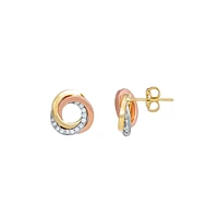 10K 3 TONE GOLD EARRINGS