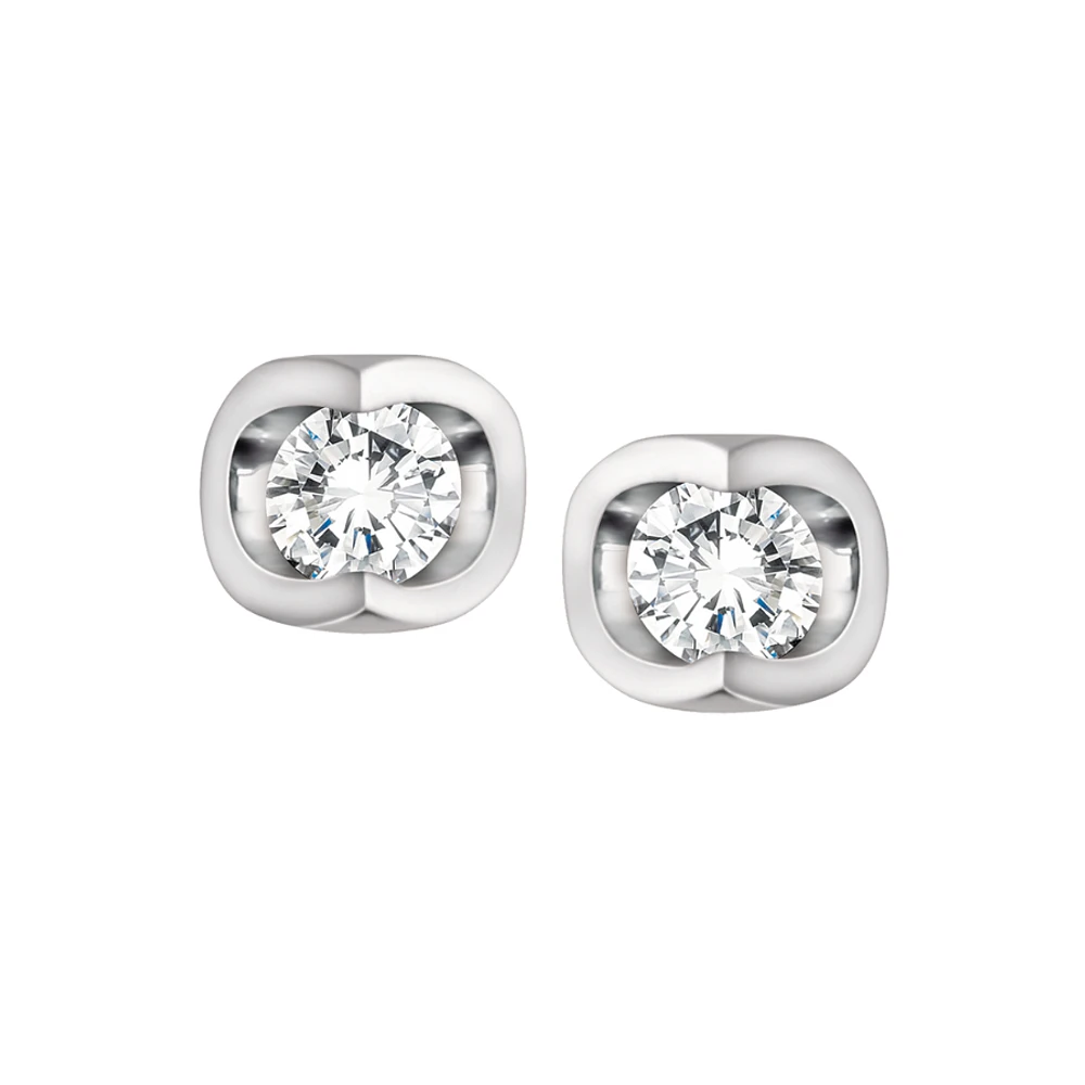 14K WHITE GOLD DIAMOND STUD EARRING