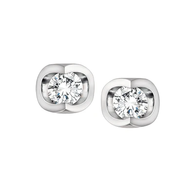 14K WHITE GOLD DIAMOND STUD EARRING