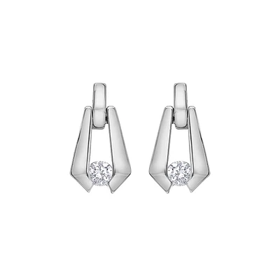 BOUCLES D'OREILLES OR BLANC 10K