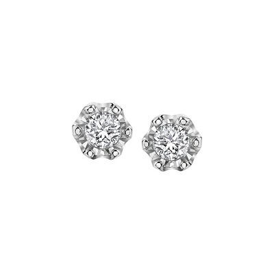 10K WHITE GOLD EARRINGS.
