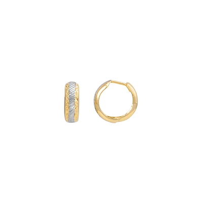 10K YELLOW GOLD AND RHODIUM EARRING