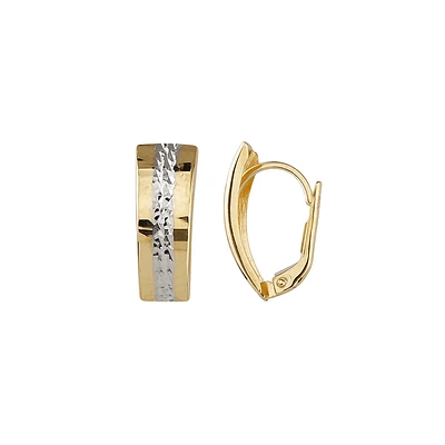 10K YELLOW GOLD AND RHODIUM EARRING