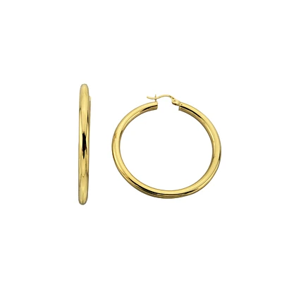 14K YELLOW GOLD HOOPS - 40X4MM