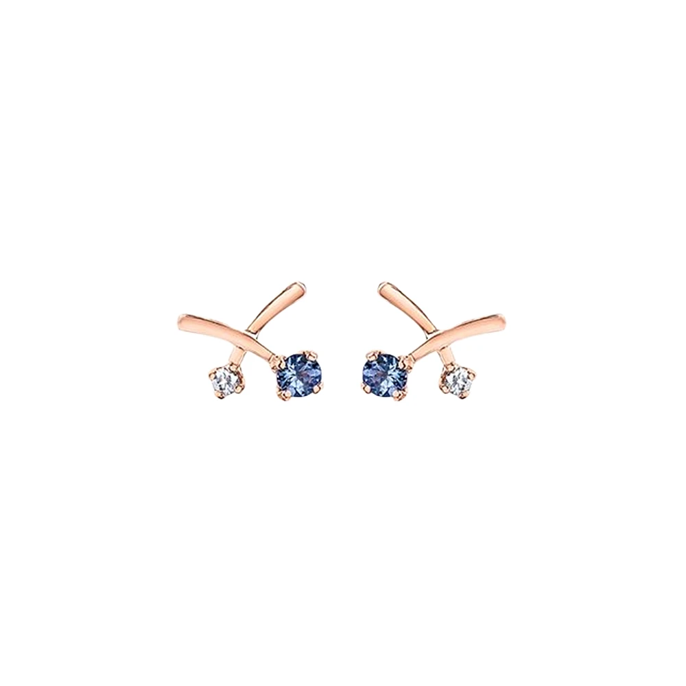 WHITE AND PINK GOLD EARRING 10K