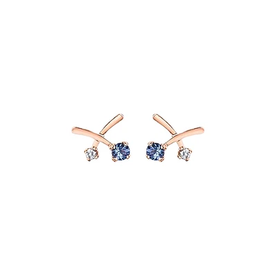 WHITE AND PINK GOLD EARRING 10K