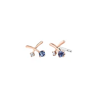 WHITE AND PINK GOLD EARRING 10K