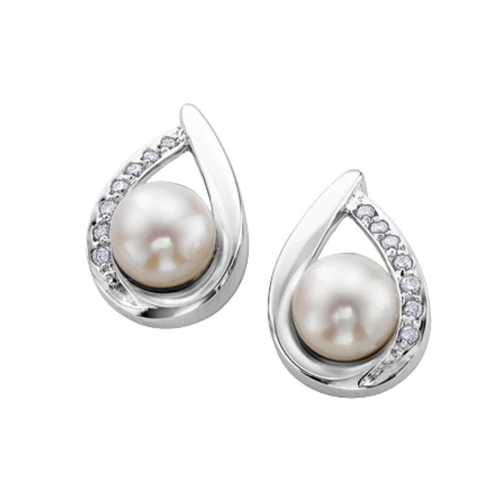 BOUCLES D'OREILLES EN OR BLANC 10K