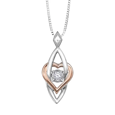 WHITE AND PINK GOLD PENDANT 10K