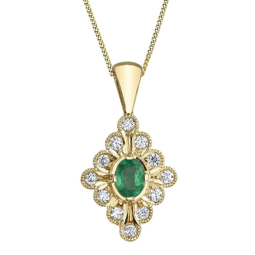 10K GOLD PENDANT WITH EMERALD