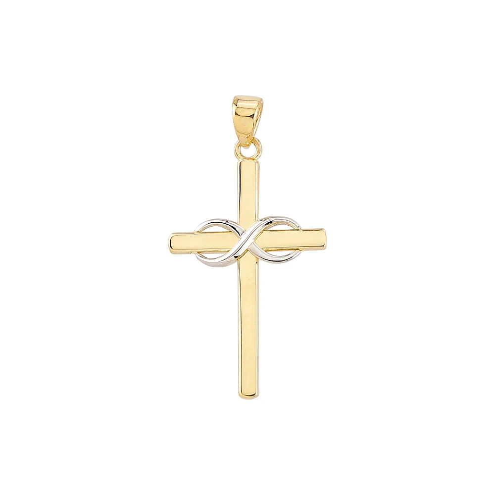 10K YELLOW GOLD CROSS - RHODIUM