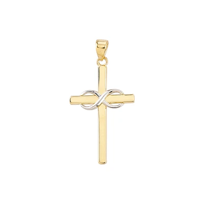 10K YELLOW GOLD CROSS - RHODIUM
