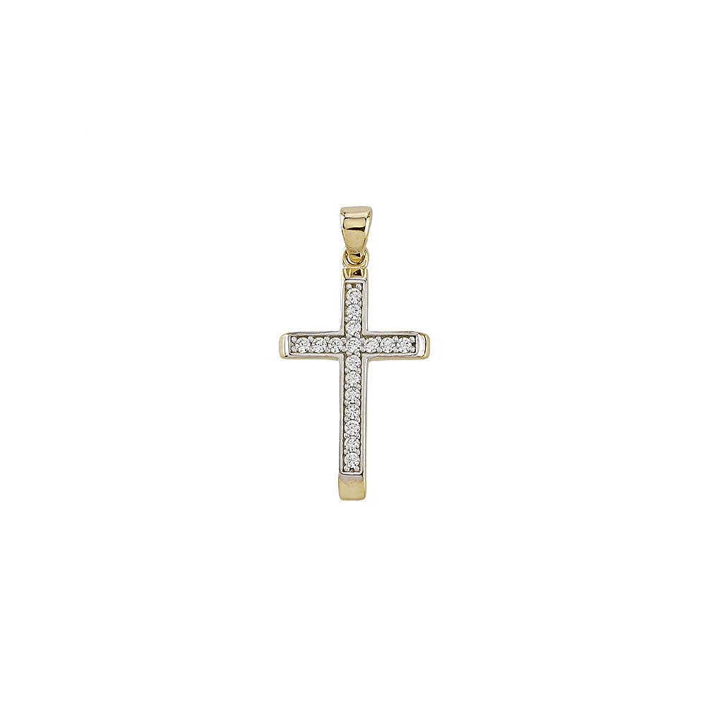 10K YELLOW GOLD CROSS - RHODIUM