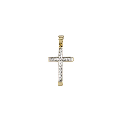 10K YELLOW GOLD CROSS - RHODIUM