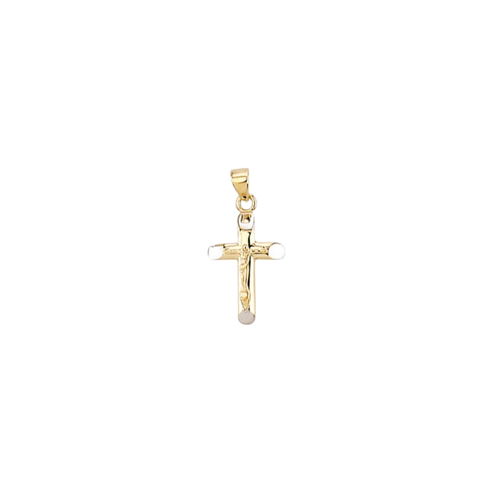 10K YELLOW GOLD AND RHODIUM CROSS