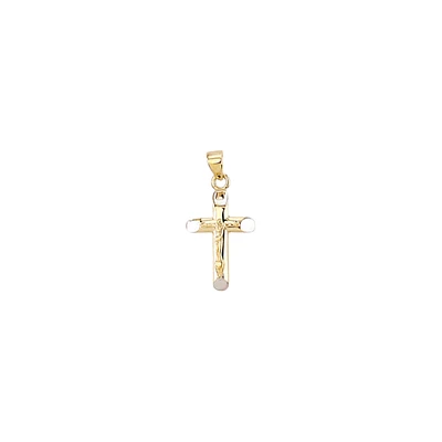 10K YELLOW GOLD AND RHODIUM CROSS