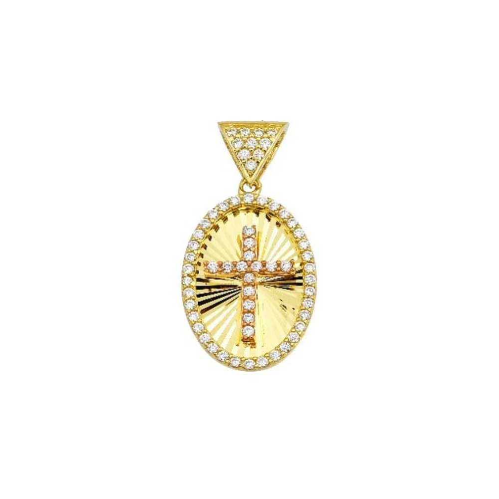 10K YELLOW AND ROSE GOLD CROSS MEDA