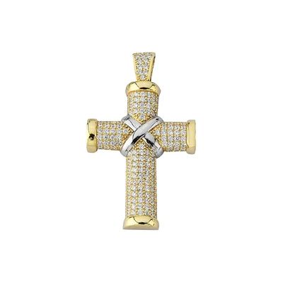 10K YELLOW GOLD CROSS - RHODIUM