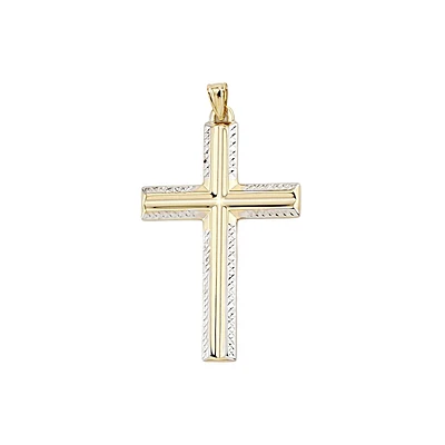 10K YELLOW GOLD CROSS - RHODIUM